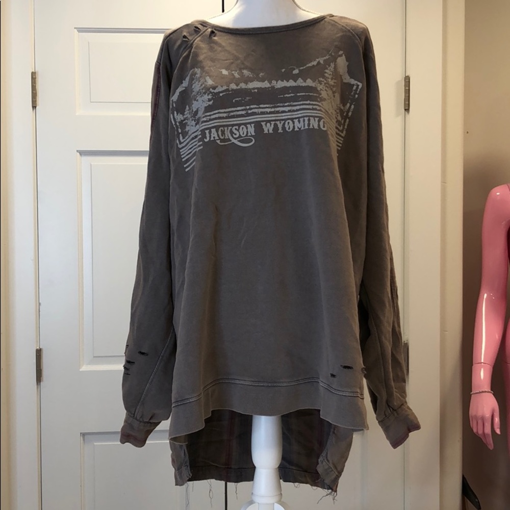 Free People distressed oversized sweatshirt
